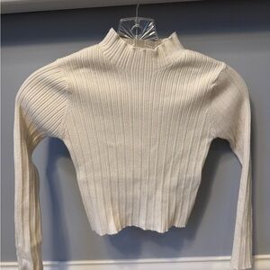 Zara Girl’s Cream Ribbed Knit Turtleneck Sweater